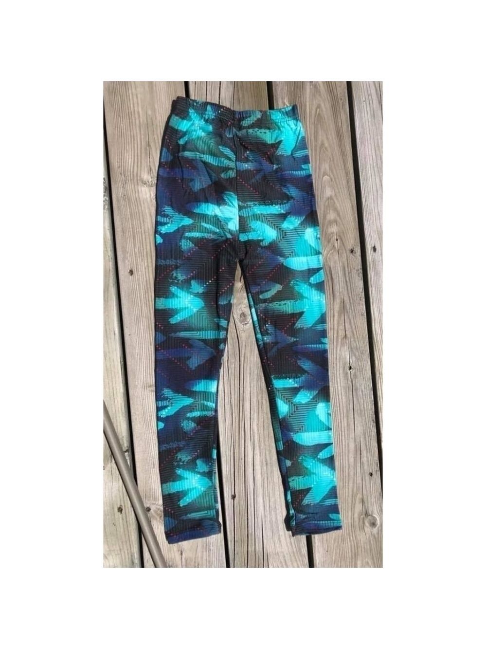 LEGGINGS DEPOT KIDS Multi Print Teal Full Length Leggings Size XL NWT